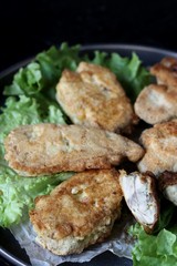 brains of a cow, a sheep or calf in fried in batter. dishes with offal. dish for Halloween. Keto diet dish. weird food