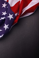 American flag on dark background. Usa Memorial Day..
