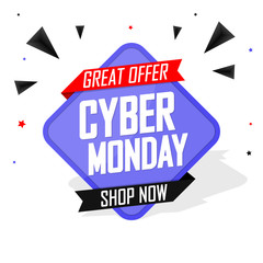 Cyber Monday Sale, speech bubble banner design template, great offer, vector illustration