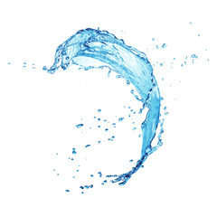 blue water splash isolated on white background
