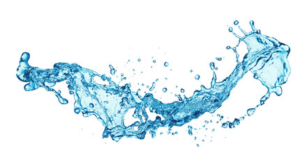 blue water splash isolated on white background