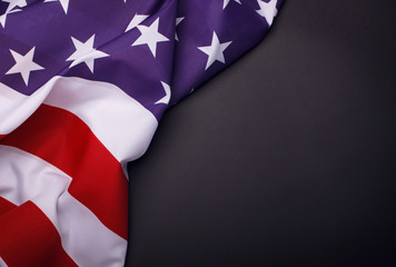 Closeup of American flag on plain background. USA Memorial Day.
