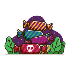 illustration of halloween candy, halloween party design element. isolated halloween design