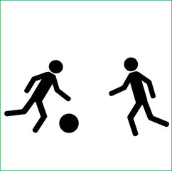 silhouettes of soccer players vector, two stick man playing football