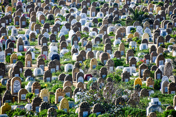 Famous Cemetery of Sale In the background Rabat at sunset, Morocco