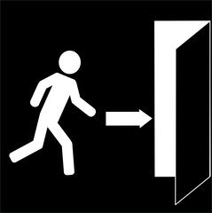 silhouette of a man running to the emergency exit, emergency exit icon