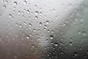 Drops of water on the car glass