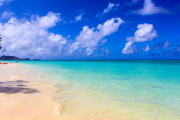 Beautiful view of the Lanikai Beach, regularly voted as one of the best beaches in America and is the only beach in the USA that was voted as one of the best beaches in the world.