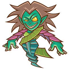 Vector illustration of Cartoon Thai ghost, Tanee