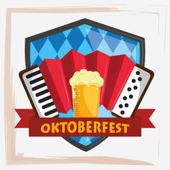 oktoberfest celebration poster with beer jar and accordion