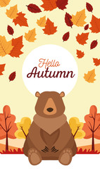 hello autumn season scene with bear