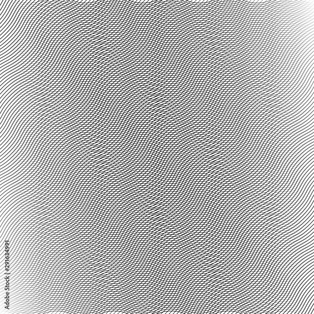 Poster Wavy, waving, zigzag lines crosshatch grid, mesh pattern. Abstract curvy criss-cross lines texture. Tangle wrinkle stripes. Diagonal, oblique strips with rumple, frizzle, crimp distort
