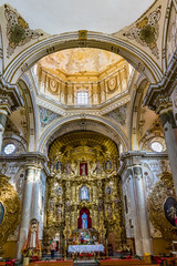 Fototapeta na wymiar Basilica Golden Altarpiece Creche Dome San Felipe Neri Church Oaxaca Mexico
