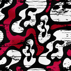 red and white graffiti seamless pattern on a black background