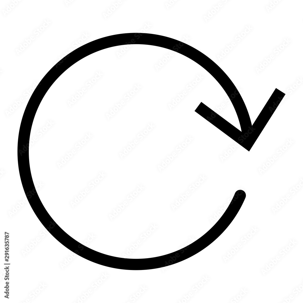Aufkleber Circular, circle arrow right. Radial arrow icon, symbol. Clockwise rotate, twirl, twist concept element. Spin, vortex pointer. Whirlpool, loop cursor shape
