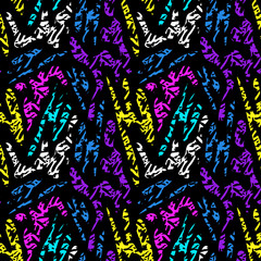 colored seamless pattern on black background graffiti