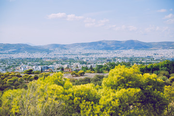 City Athens, Greece Republic. City from the hill, streets and buildings. Sep 11 2019. Travel photo.