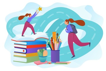 flat illustration for distance education teacher, consulting, training, courses, learn, student life. Modern vector illustration concepts for website and mobile website development