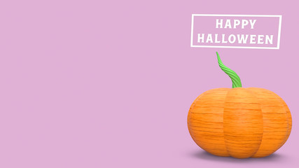 3d rendering pumpkin on pink background for halloween concept.