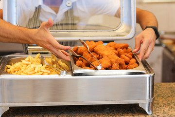 French fries and nuggets in the dining room