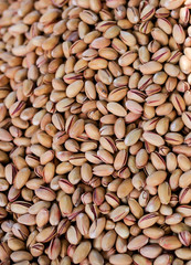 Pistachio nuts on the counter in the market
