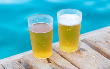 Two glasses of beer on the table