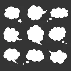 Tuinposter Blank empty speech bubble collection vector. Stickers of speak cloud vector set. © denis08131