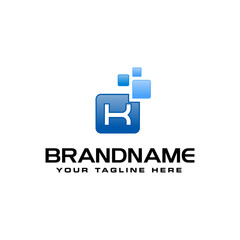 Letter K Digital Pixel Square Symbol Vector design template