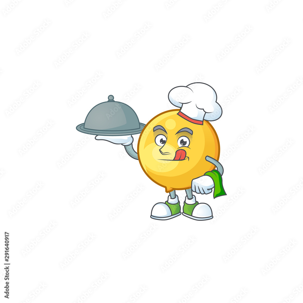 Poster chef with food mundu fruit cartoon in character mascot