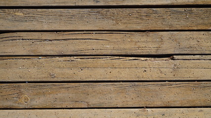 close - up wooden texture of old flooring on a sandy beach