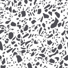 Terrazzo flooring imitation seamless pattern. Abstract geometric shapes background
