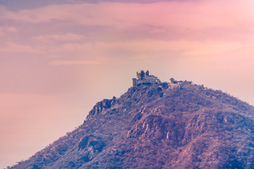 Sajjangarh fort on top of hill in Udaipur, India