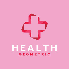 Obraz premium Health Geometric Logo Design. Technology Emblem Icon. Modern Plus Symbol. Logo Inspiration For Business And Company.
