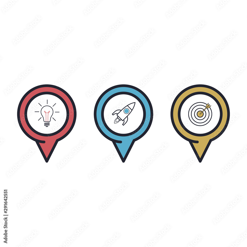 Wall mural map marker, map pin vector. map markers with circles with blank space. vector graphics.