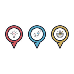 Map marker, map pin vector. Map markers with circles with blank space. Vector graphics.