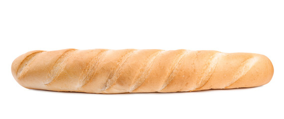 Loaf of fresh bread on white background