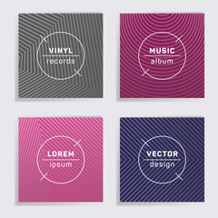 Abstract vinyl records music album covers set.