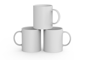 Blank ceramic mug cup put a cup on a cup on white background