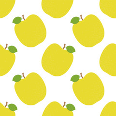 Apple seamless pattern. Fashion design. Fresh fruit. Vector sketch background. Food print for clothes, kitchen tablecloth, curtain or dishcloth