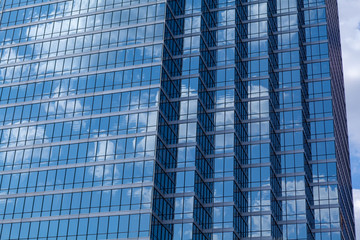 Highrise buildings at Dallas with blue sky. Downtown of Dallas in Texas, US.