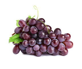 Bunch of fresh ripe juicy pink grapes isolated on white