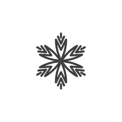 Snow flake shape line icon. linear style sign for mobile concept and web design. Ornate snowflake outline vector icon. Symbol, logo illustration. Vector graphics