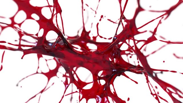 slow motion splash of red liquid. alpha