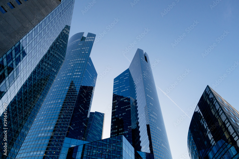 Wall mural skyscrapers in financial district of la defense paris france.