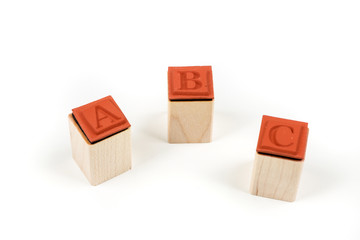 Rubber wood stamp pieces alphabet abc individual letters