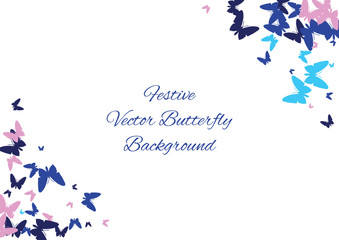 Festive butterfly confetti background. Frame vector pattern texture for holiday, postcard, poster, carnival, banner, birthday and children's parties. Butterfly cover mock-up. Wedding butterfly layout