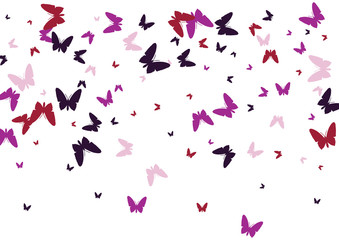 Festive butterfly confetti background. Frame vector pattern texture for holiday, postcard, poster, carnival, banner, birthday and children's parties. Butterfly cover mock-up. Wedding butterfly layout