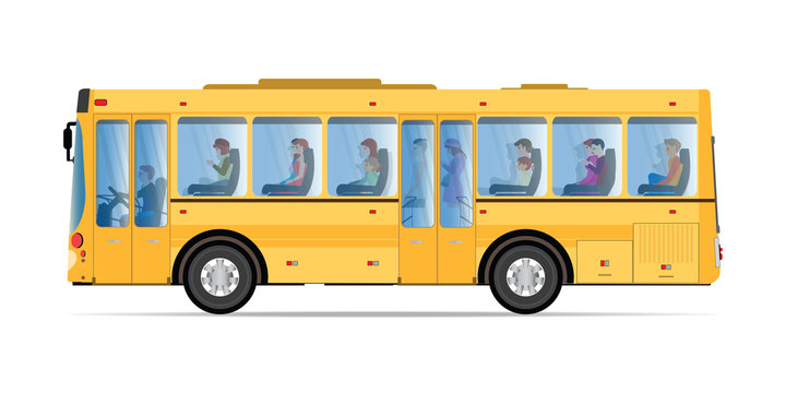 Passengers traveling by public bus.