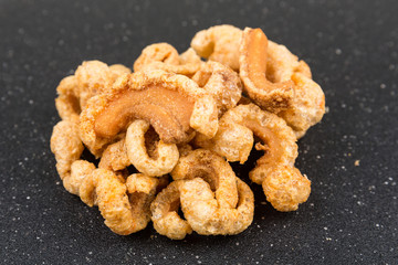 Low carb pork rind cracklins crunchy salty snack