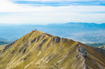 Fototapeta na wymiar Rieti (Italy) - The summit of Monte Terminillo during the summer. 2216 meters, Terminillo Mount is named the Mountain of Rome, located in Apennine range, central Italy